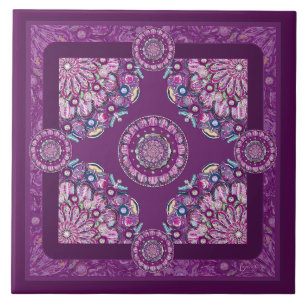 Cardinal red Rosace Tile