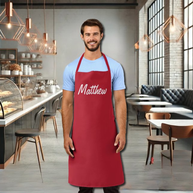 cardinal red solid colour -personalised apron (Creator Uploaded)