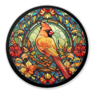 Cardinal Redbird  Ceramic Knob