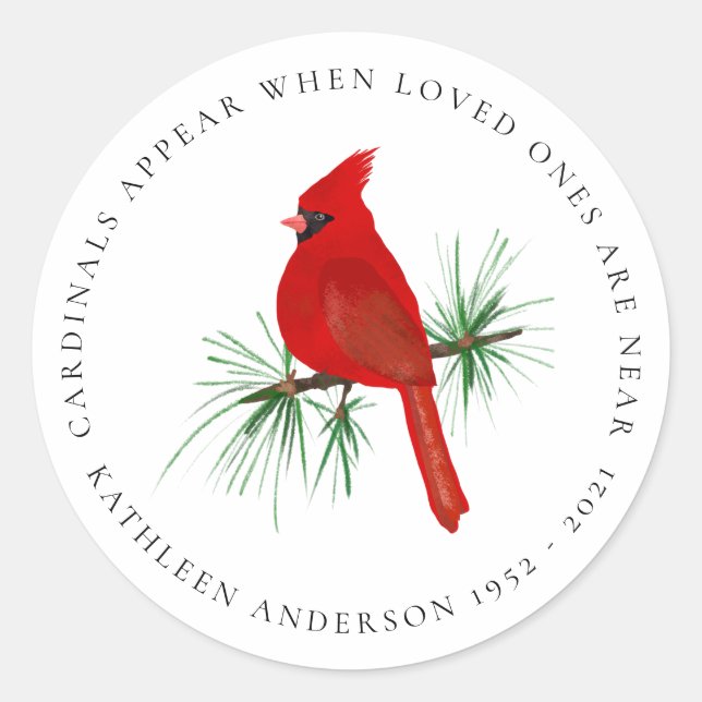 Cardinal Remembrance Classic Round Sticker (Front)