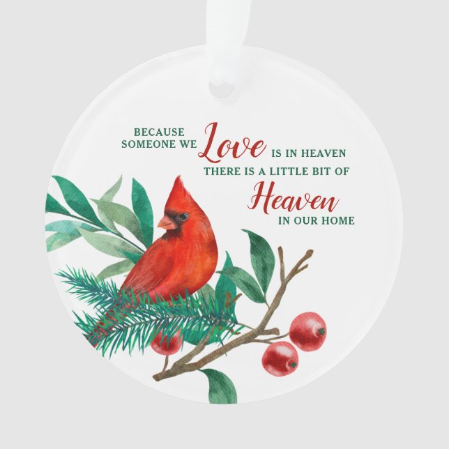 Cardinal Remembrance Heaven Poem Photo Memorial Ornament (Front)