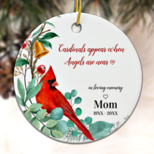 Cardinal Remembrance Keepsake Personalised Photo Ceramic Tree Decoration