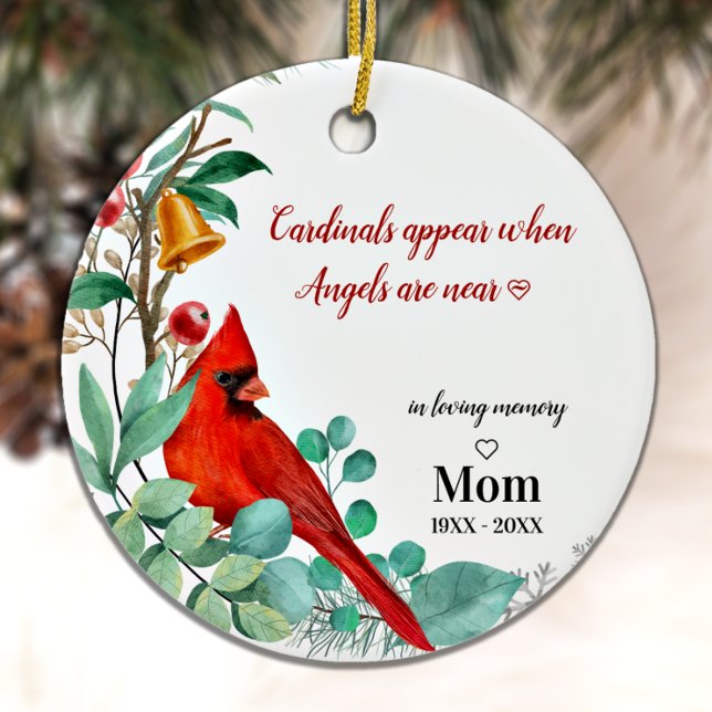 Cardinal Remembrance Keepsake Personalised Photo  Ceramic Tree Decoration (Creator Uploaded)