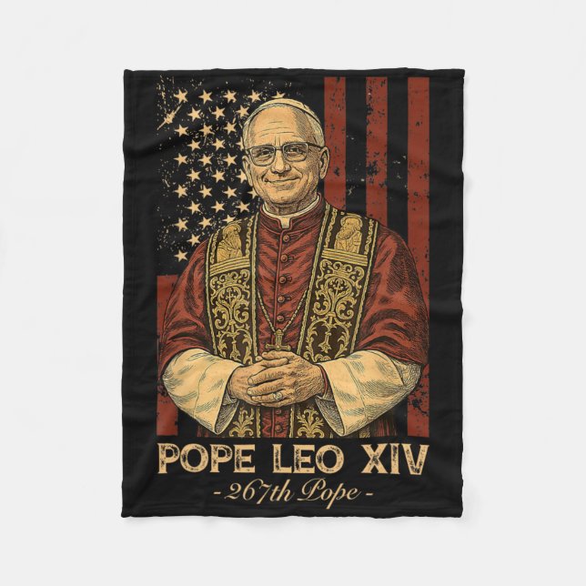 Cardinal Robert Francis Prevost Pope Leo Xiv Ameri Fleece Blanket (Front)