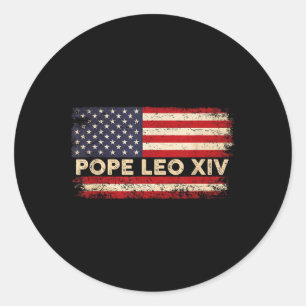 Cardinal Robert Prevost Pope Leo Xiv 2025 Us Flag Classic Round Sticker