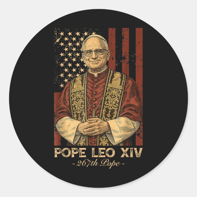 Cardinal Robert Prevost Pope Leo Xiv American Flag Classic Round Sticker (Front)