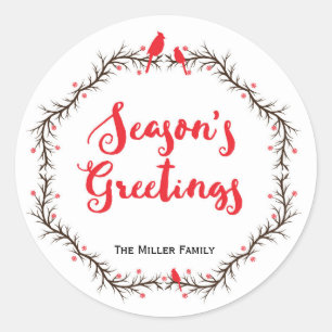 Cardinal Season's Greetings Sticker