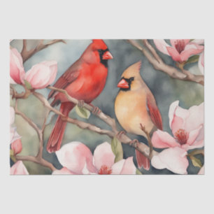 "Cardinal Serenade: A Floral Watercolor Decoupage  Tissue Paper