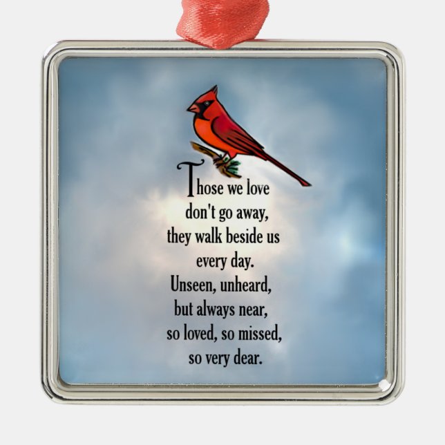 Cardinal "So Loved" Poem Metal Tree Decoration (Front)