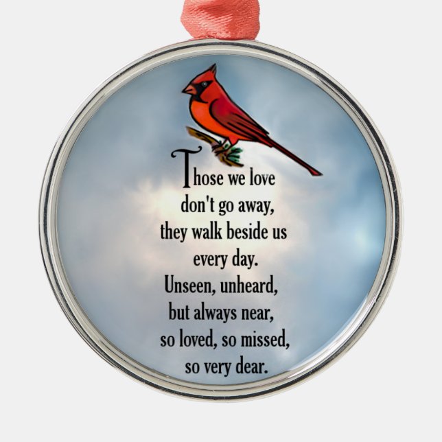 Cardinal "So Loved" Poem Metal Tree Decoration (Front)