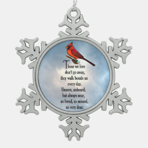 Cardinal "So Loved" Poem Snowflake Pewter Christmas Ornament