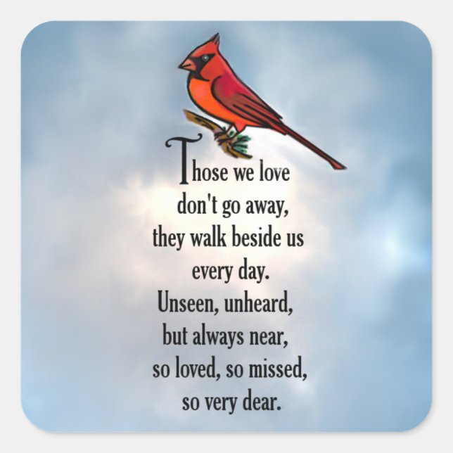 Cardinal "So Loved" Poem Square Sticker (Front)