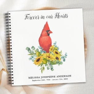 Cardinal Sunflower Memorial Funeral Guestbook Notebook