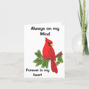 Cardinal sympathy always on my mind, thank you card