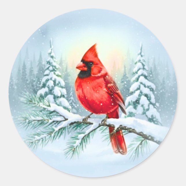 Cardinal Sympathy Envelope Seals Christmas Sticker (Front)