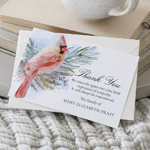 Cardinal Sympathy Funeral Thank You Card