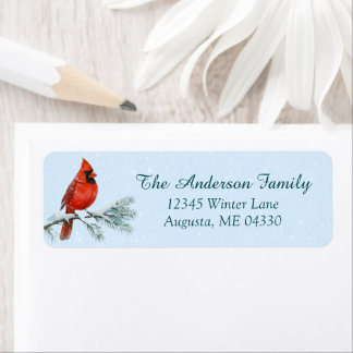 Cardinal Sympathy Holiday Return Address Label