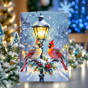 Cardinal Themed Personalized Christmas Card