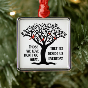 Cardinal/Those We Love Don't Go Away Metal Tree Decoration