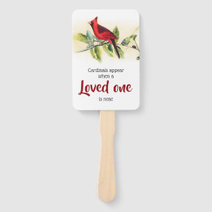 Cardinal Two Sided Photo Funeral Thank You Favour Hand Fan