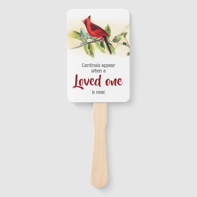 Cardinal Two Sided Photo Funeral Thank You Favour Hand Fan (Front)