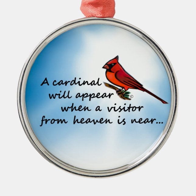 Cardinal, Visitor from Heaven Metal Tree Decoration (Front)