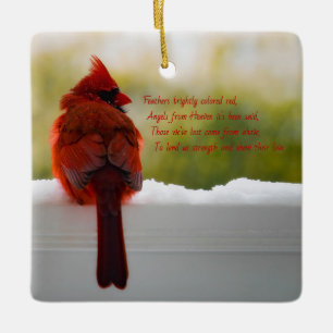 ***Cardinal w/Visitor From Heaven poem Ceramic Ornament