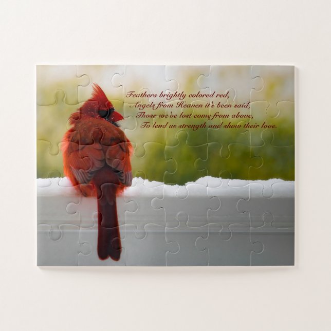 Cardinal w/ Visitors From Heaven 14x11 easy Jigsaw Puzzle (Horizontal)