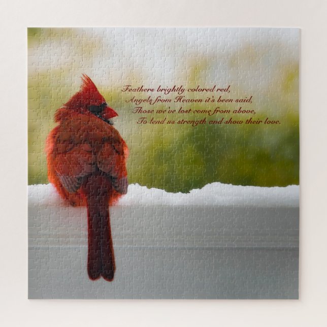 Cardinal w/ Visitors From Heaven 20x20 challenging Jigsaw Puzzle (Vertical)