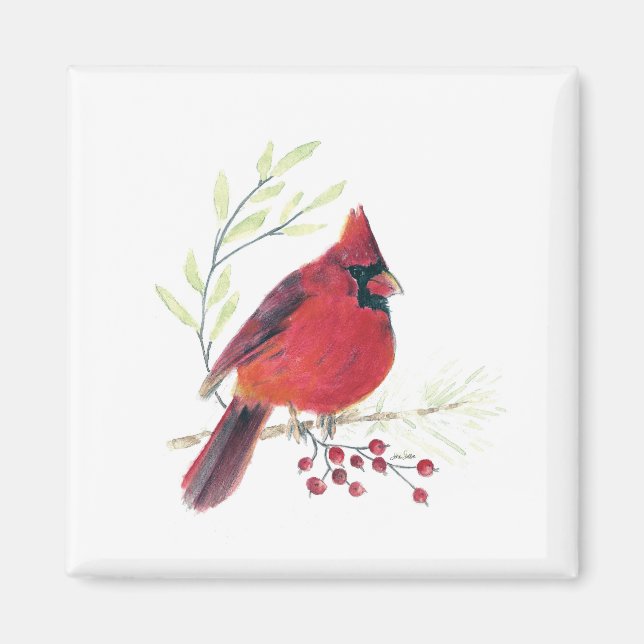 Cardinal Watercolor Art Magnet (Front)
