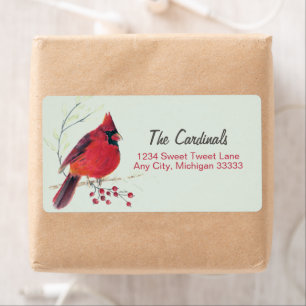 Cardinal Watercolor Art Return Address Label