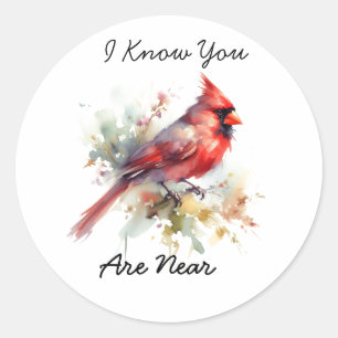 Cardinal Watercolor ''I know'' Personalise Classic Round Sticker