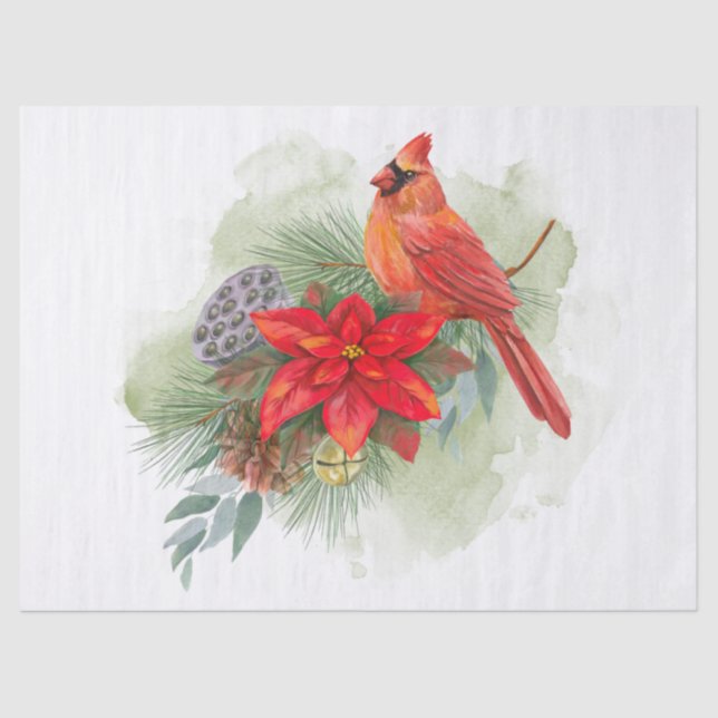 Cardinal Watercolor Tissue Paper (Front)