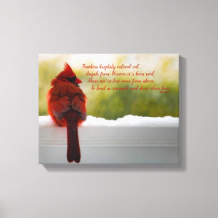 Cardinal with Visitor From Heaven poem 14"x11" Canvas Print