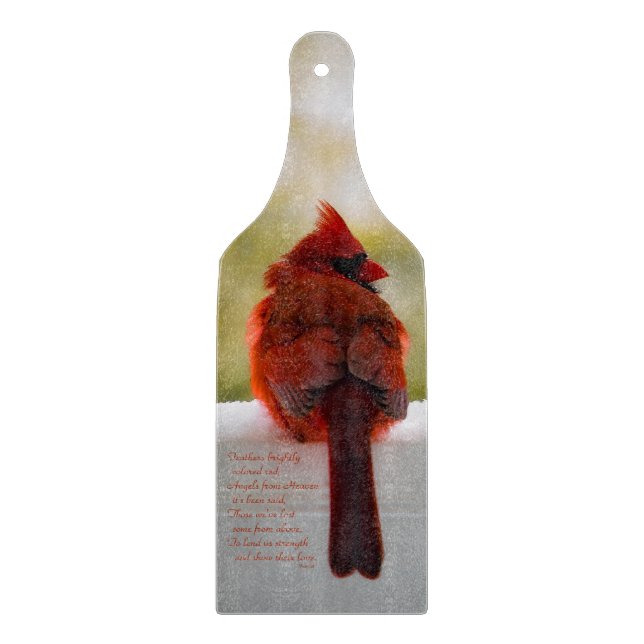 Cardinal with Visitor From Heaven poem Cutting Board (Front)