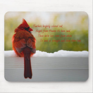 Cardinal with Visitor From Heaven poem Mouse Mat