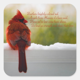 Cardinal with Visitor From Heaven poem Square Sticker