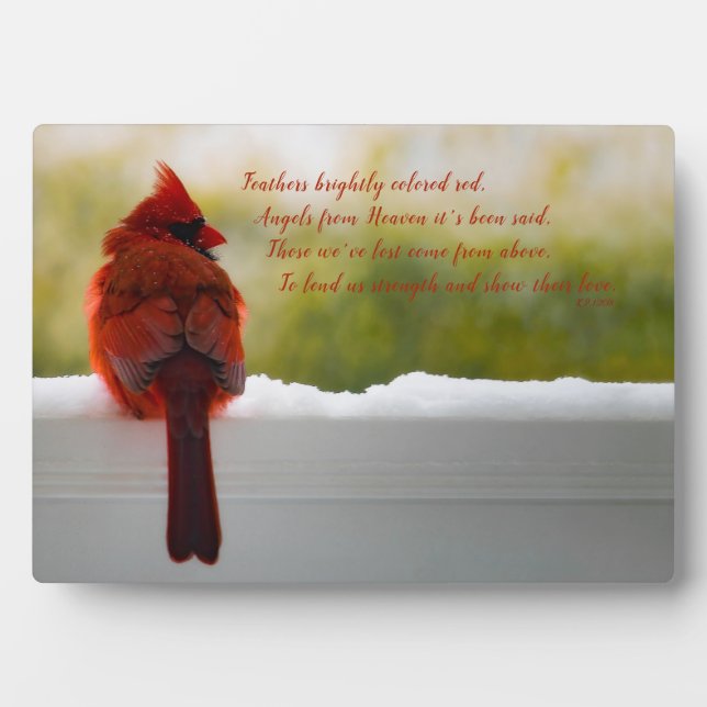 Cardinal with Vistior From Heaven poem Plaque (Front)