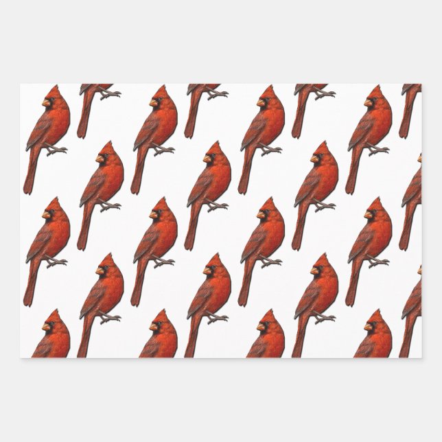 Cardinal Wrapping Paper Flat Sheet Set of 3 (Front)