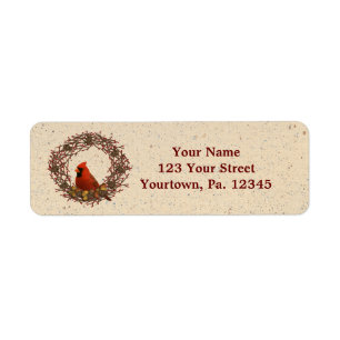 Cardinal Wreath Address Label