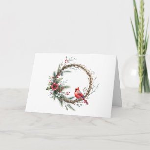 Cardinal Wreath Christmas Card