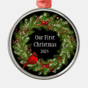 Cardinal Wreath Metal Tree Decoration