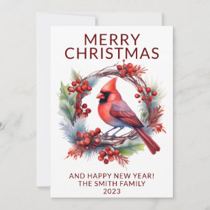 Cardinal Wreath Red Holiday Card