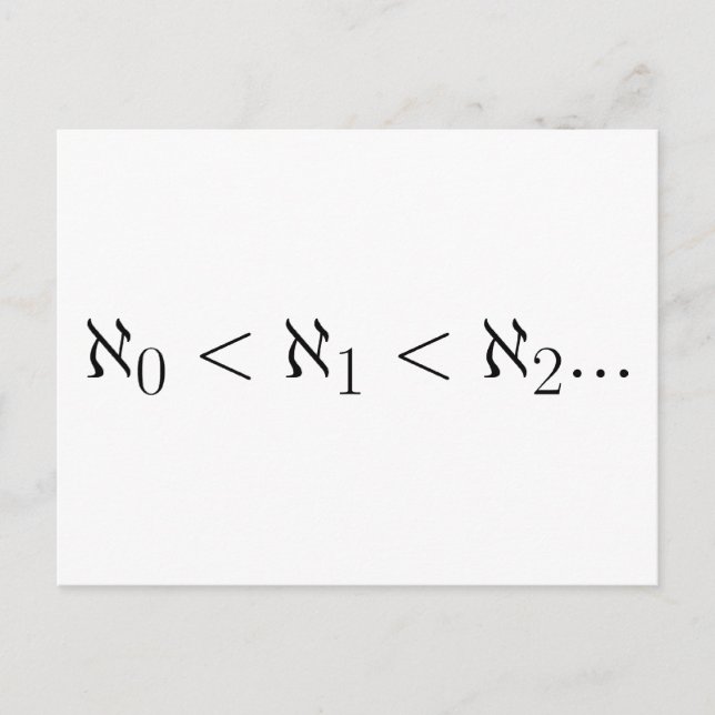 Cardinality of infinite sets postcard (Front)