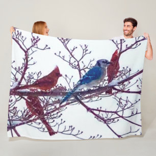 CARDINALS and BLUE JAY Fleece Blanket