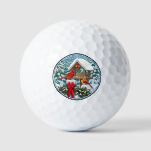 Cardinals and Christmas Bird Feeder Golf Balls