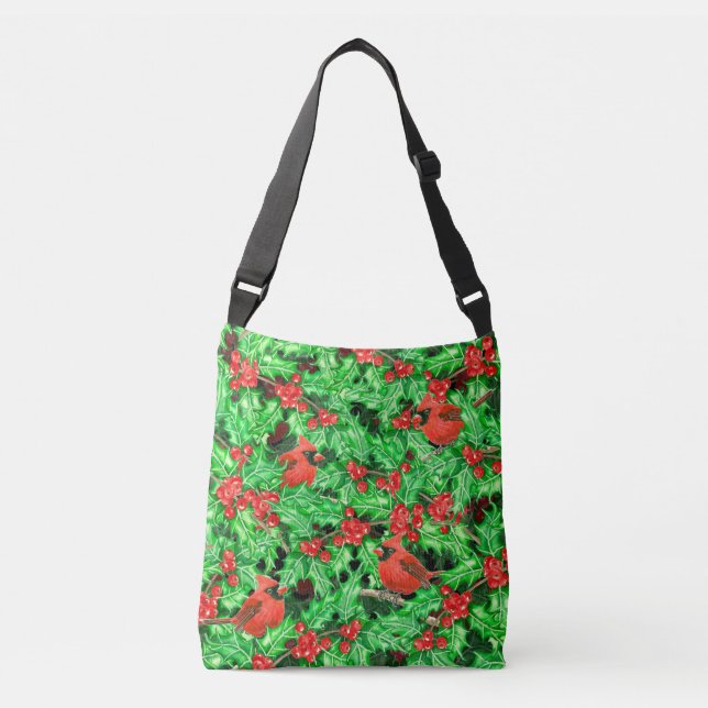 Cardinals and holly berry crossbody bag (Front)