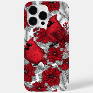 Cardinals and poinsettia in red and white Case-Mate iPhone 14 pro max case