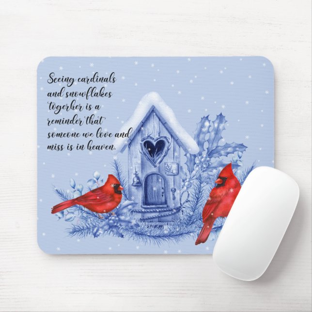Cardinals and Snowflakes  Mouse Mat (With Mouse)