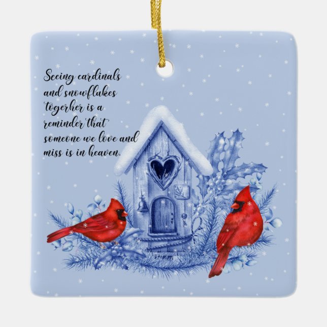 Cardinals and Snowflakes Ornament (Front)